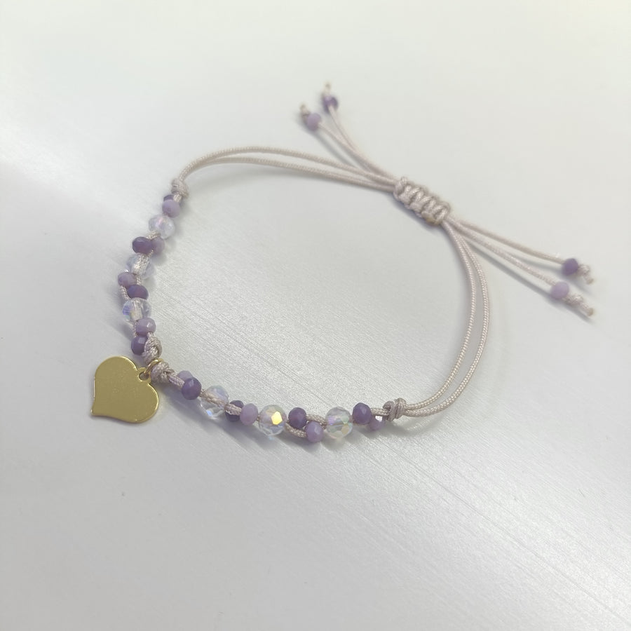 Pulsera de Hilo Corazón Dorado