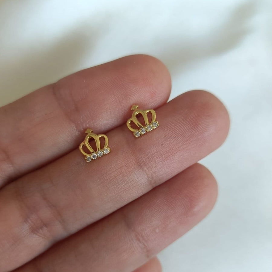 Aretes Corona Mini Xuping Oro Dorado